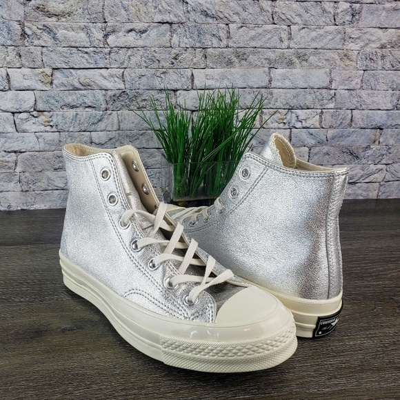 converse chuck 70 heavy metallic leather high top